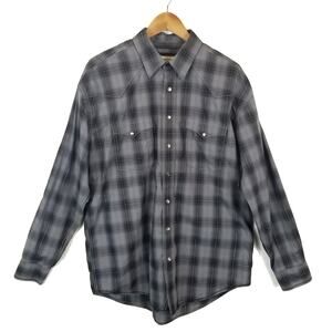 Panhandle Rough Stock Men's Snap Front Western Shirt Gray Silver Thread Large